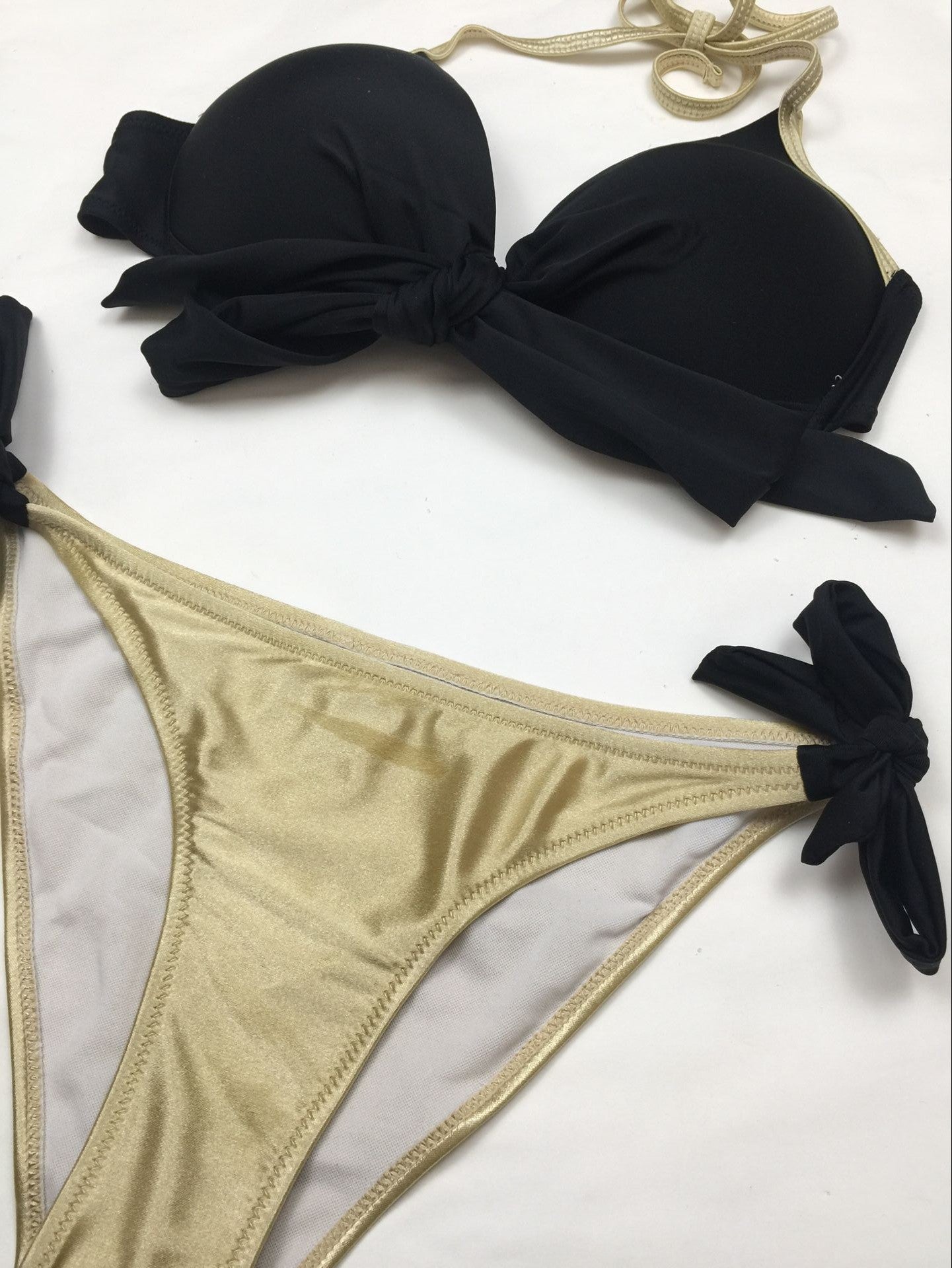 Two-Piece Shiny Fabric Bikini Set for Women