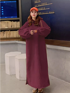 Extra Long Fleece Over Knee Sweater Dress Skirt
