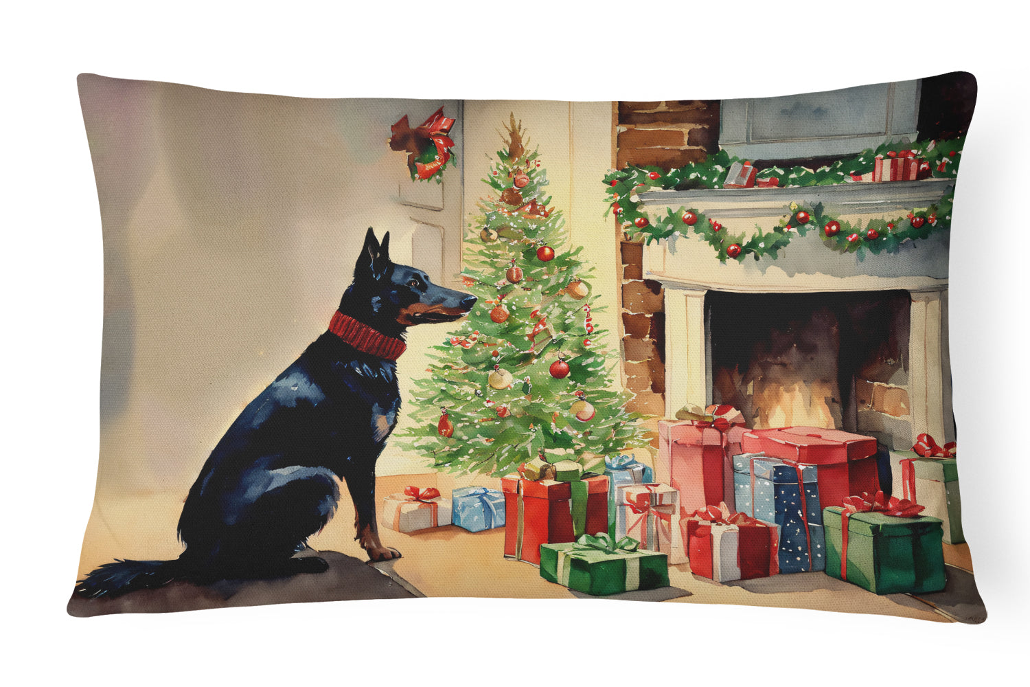 Australian Kelpie Cozy Christmas Throw Pillow