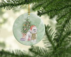 Bichon Frise Red Hat Christmas Presents and Tree Ceramic Ornament | Embroidered Cap
