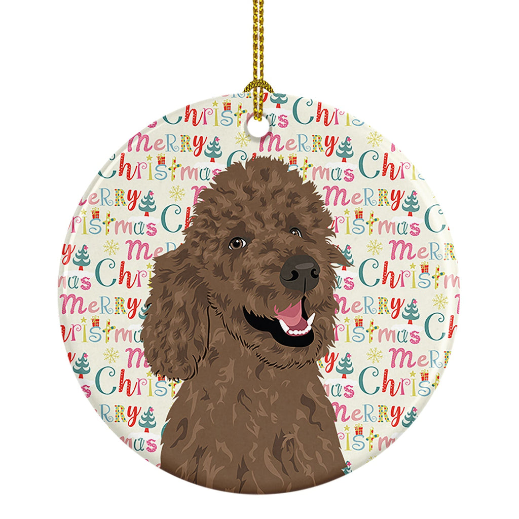 Poodle Standard Brown Christmas Ceramic Ornament