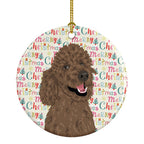 Poodle Standard Brown Christmas Ceramic Ornament