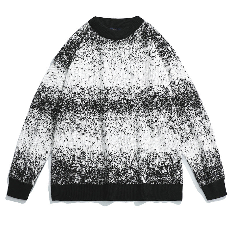 Gradient Noise Pattern Relaxed Crew Neck Sweater