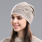 Thick Wool Women's Winter Hat with Detail | Embroidered Cap