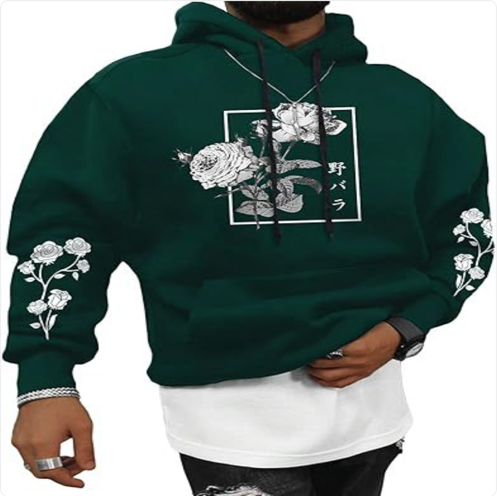 Rose Print Casual Sweatshirt | Streetwear