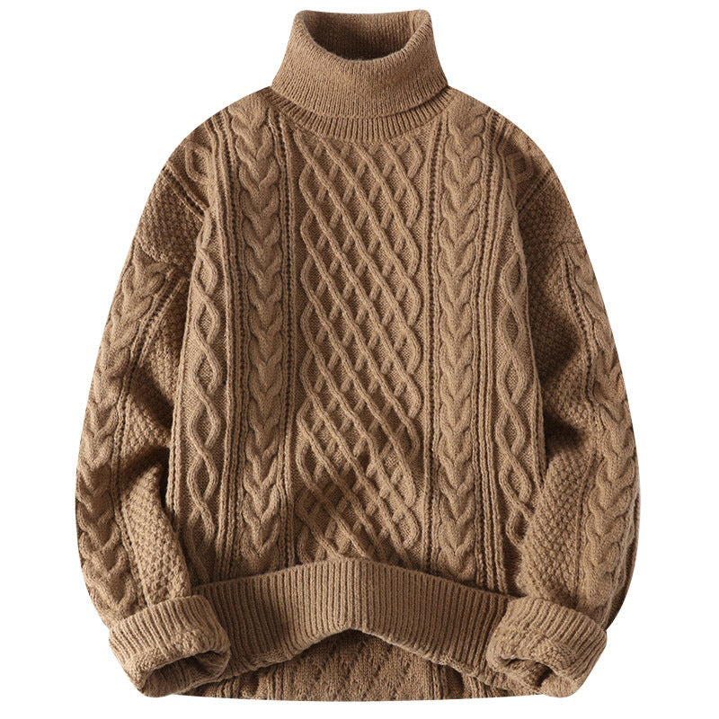 Vintage Jacquard Thick Turtleneck Sweater for Men