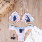 Colorful Beaded Lace Bikini - Sexy Two-Piece Swimsuit