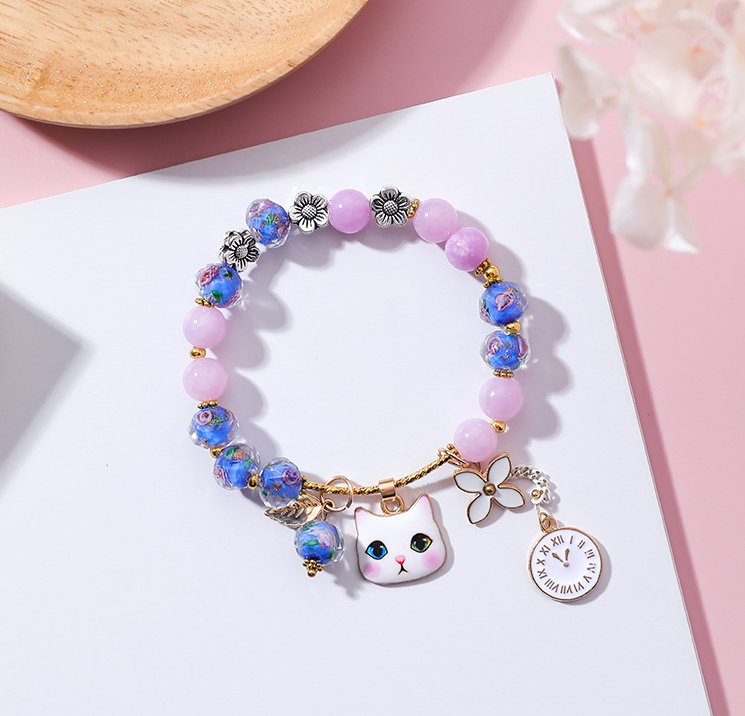 Multi-Layer Bracelet with Star, Moon, and Cat Eye Crystals