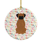 Merry Christmas Brindle Boxer Ceramic Ornament