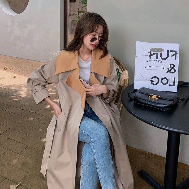 British Style Mid-Length Lace-up Coat Jacket