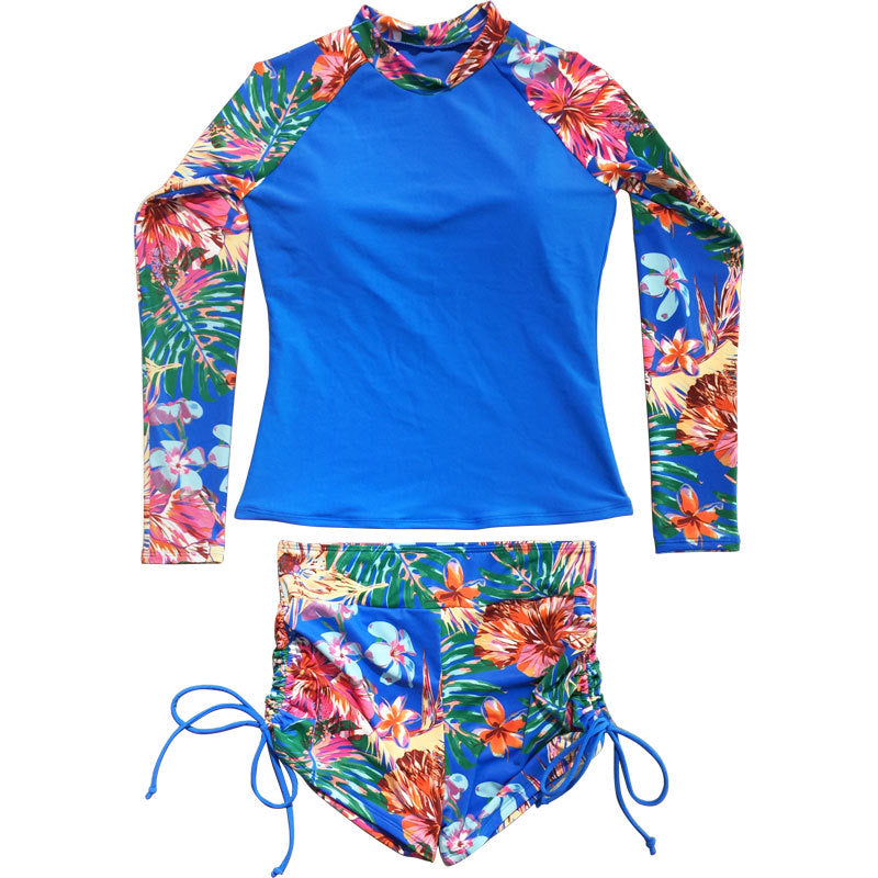Women's Long-Sleeved Print Surf Swimsuit for Spring