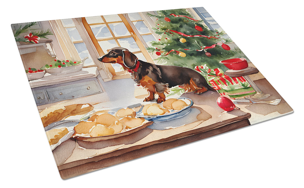 Dachshund Christmas Cookies Glass Cutting Board