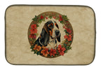 Basset Hound Christmas Flowers Dish Drying Mat