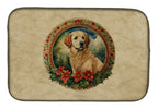 Kuvasz Christmas Flowers Dish Drying Mat