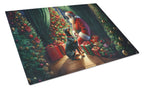 Doberman Pinscher and Santa Claus Glass Cutting Board
