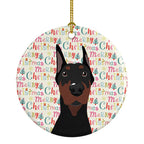 Doberman Pinscher Black Cropped Ears Christmas Ceramic Ornament