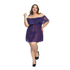 Plus Size Lace Nightgown with Off-Shoulder Design