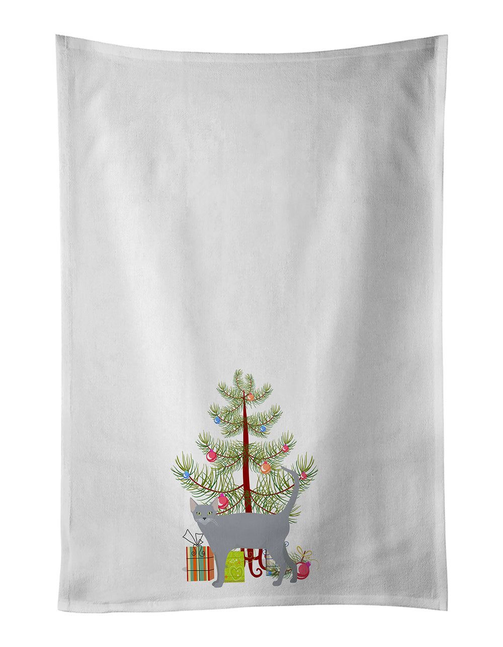 Russian Blue Cat Christmas Kitchen Towel Set of 2