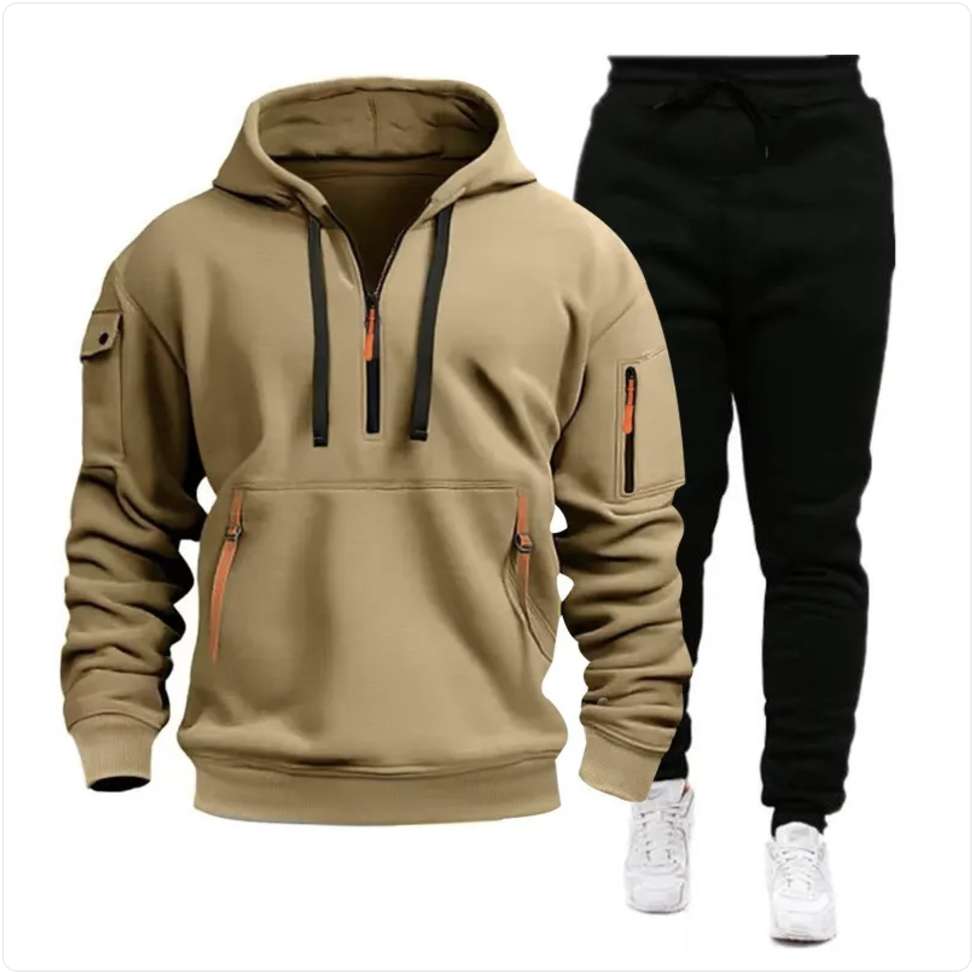 Men's Hooded Sweatshirt with Multi-Pocket Design | Streetwear