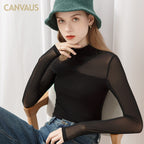 Spring Women's Sexy Mesh Turtleneck Bottoming Shirt