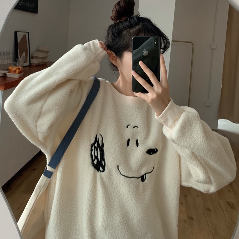 Lamb Wool Cashmere Hoodie for Women - Loose Fit | Streetwear