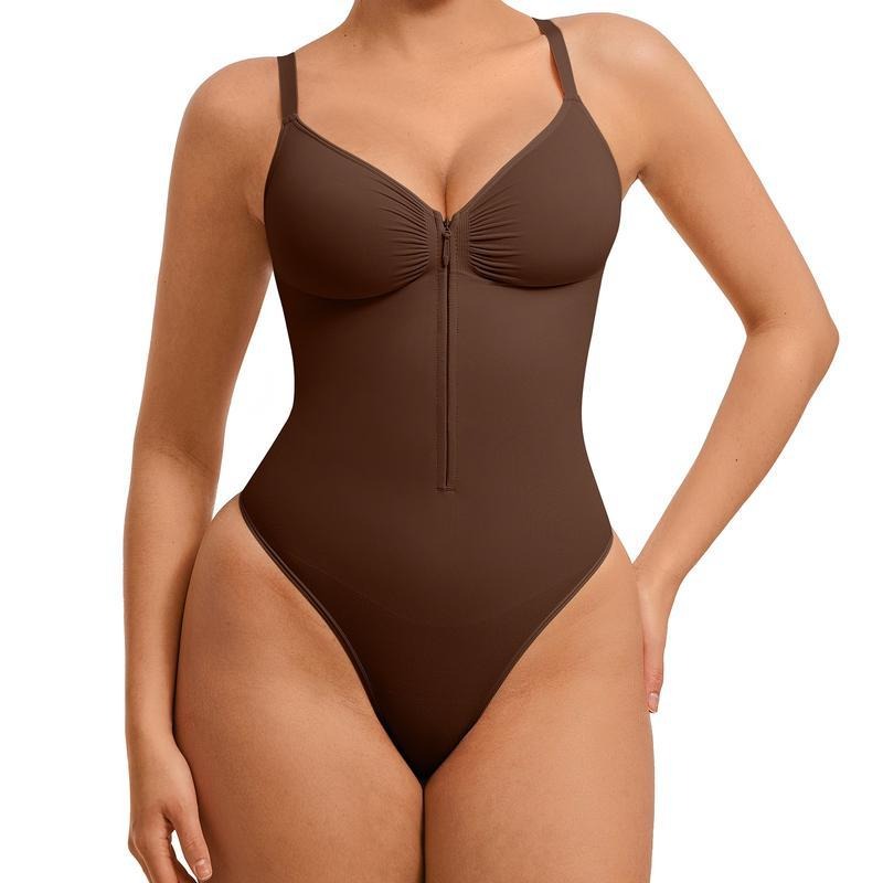 Zipper Waist-Slimming Shapewear Bodysuit