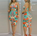 Floral Print Crop Top and High Waist Maxi Skirt Set