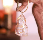 Transparent Cat Keychain Storage Capsule, Clear Kitty Pendant Bag Charm with Wire Ring for Keepsakes and Pet Hair, Gift for Cat Lovers