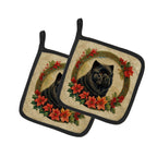 Chow Chow Christmas Flowers Pair of Pot Holders