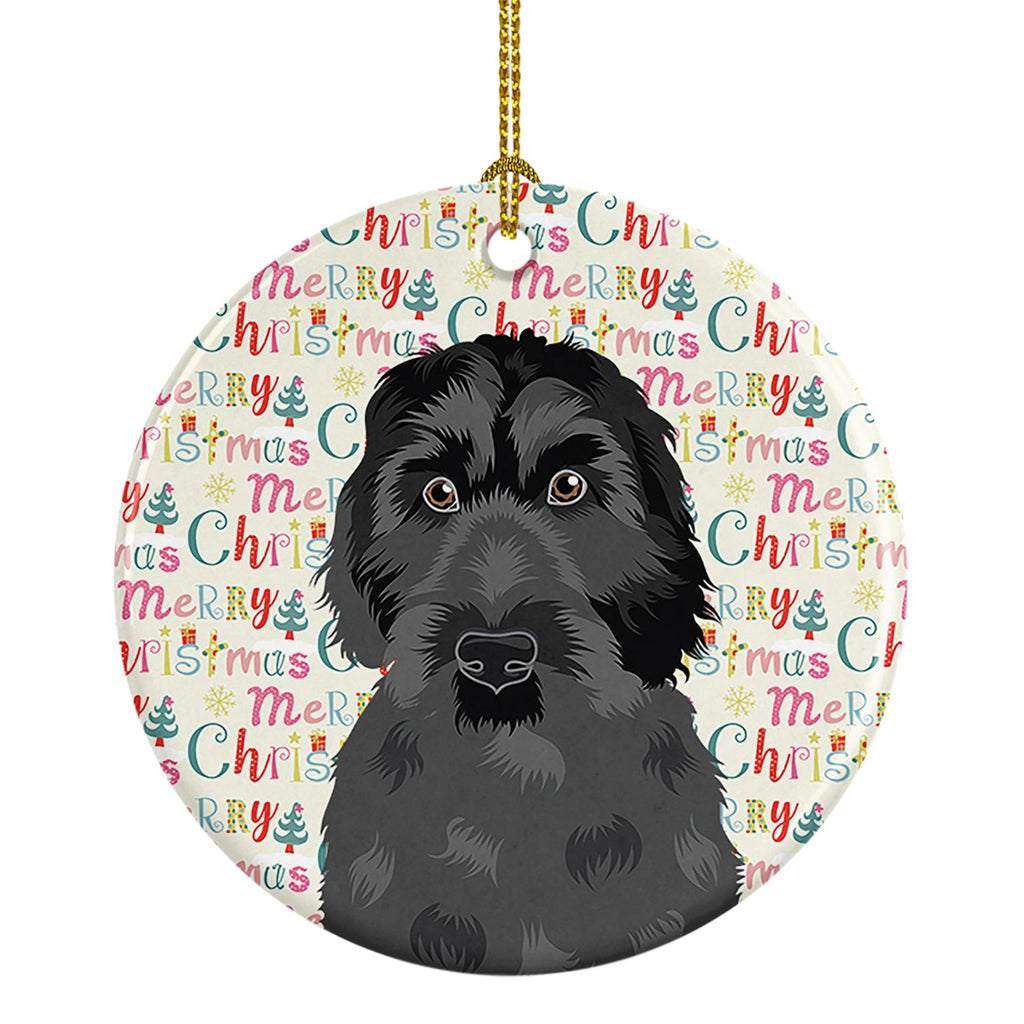 Doodle Black #3 Christmas Ceramic Ornament