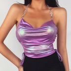 Elastic Satin Chain Slim Sexy Short Bodysuit