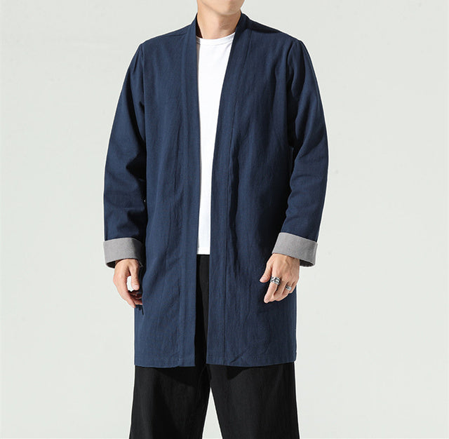Men's Vintage Loose Kimono Jacket in Black, Blue, Green
