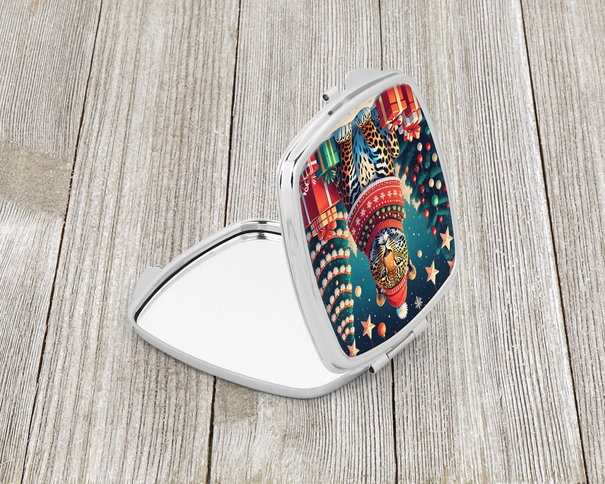 Leopard Christmas Compact Mirror