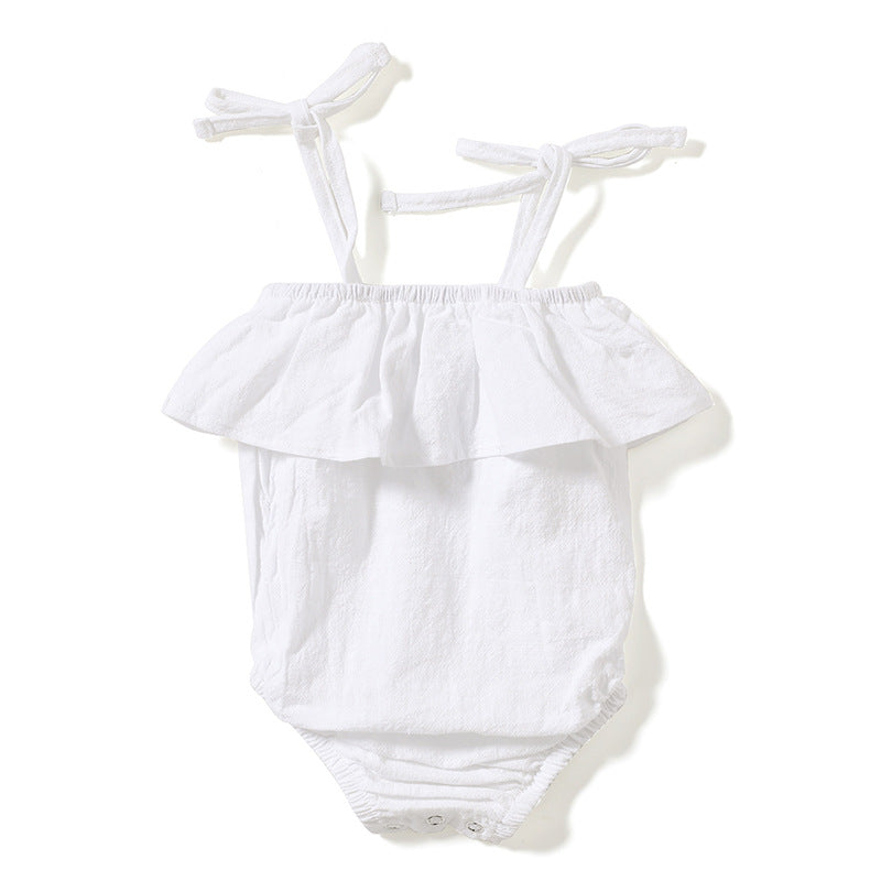New Cotton-Linen Baby Bodysuit with Tie Design