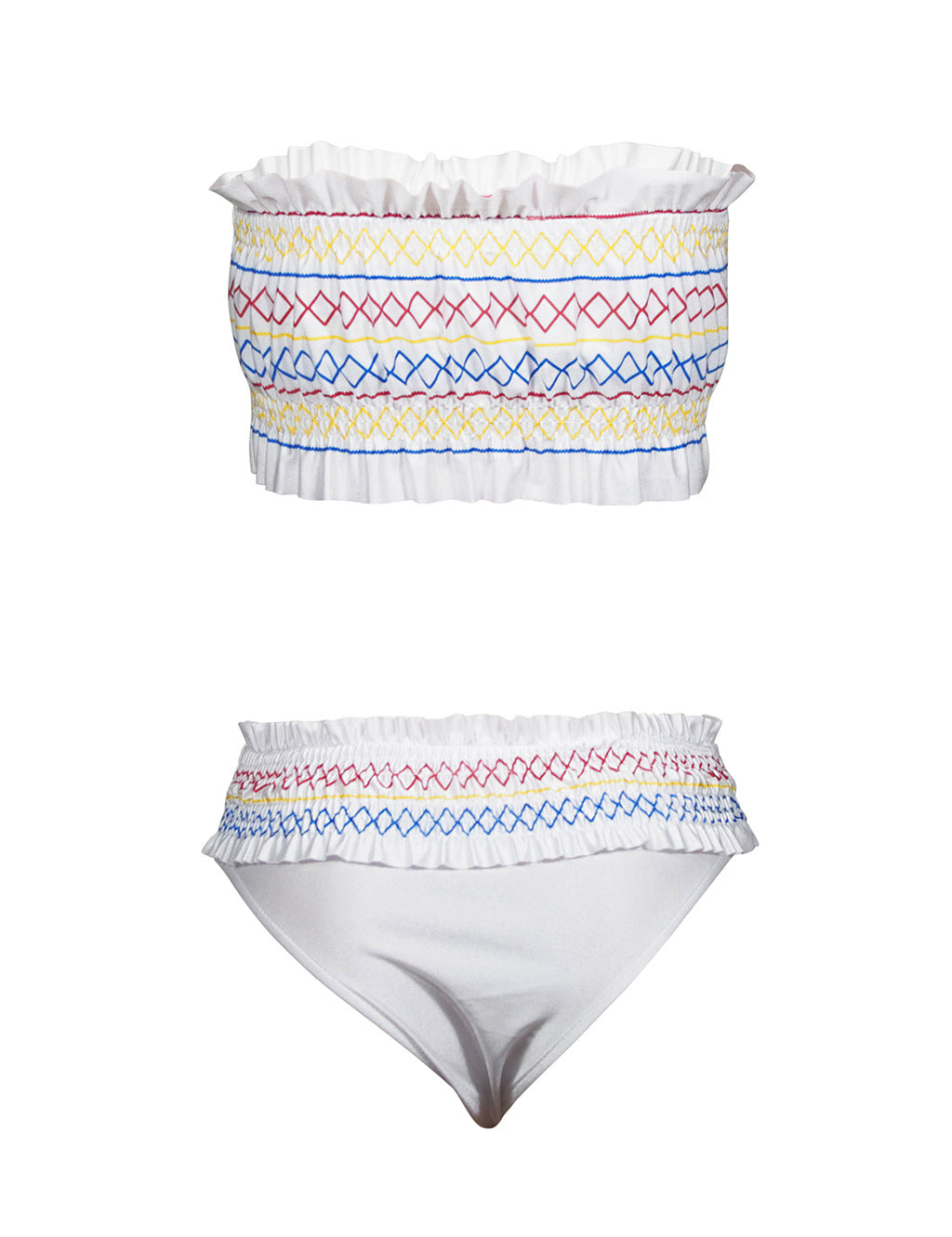 Smocked Ruffle Bandeau Bikini Set