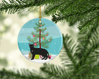 Russian White Black Cat Christmas Ceramic Ornament
