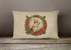 Corgi Christmas Flowers Throw Pillow