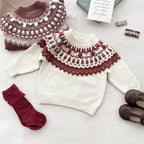 Children's Jacquard Christmas Sweater with Contrast Colors