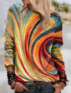 Colorful Abstract 3D Print Crew Neck Long Sleeve Sweatshirt | Streetwear