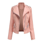 New Women's Slim Fit Leather Jacket for Spring/Fall