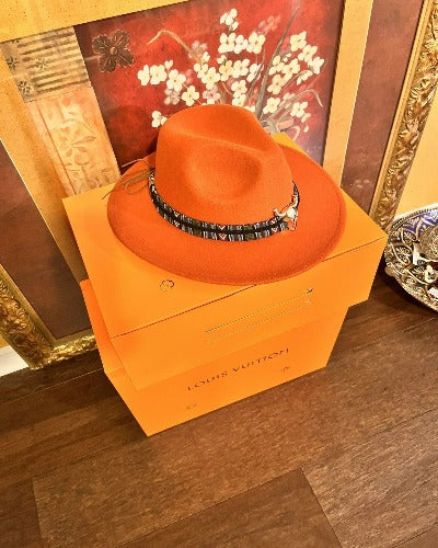 Wool Fedora Hat With Punk Ribbon | Embroidered Cap