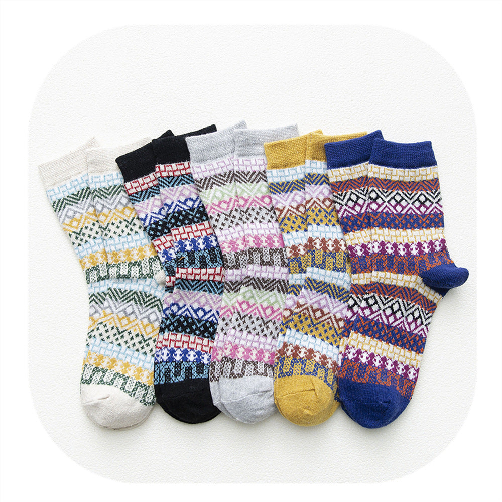 Ethnic Style Rabbit Wool Socks for Women