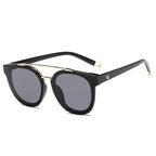Retro Brow-Bar Round Sunglasses