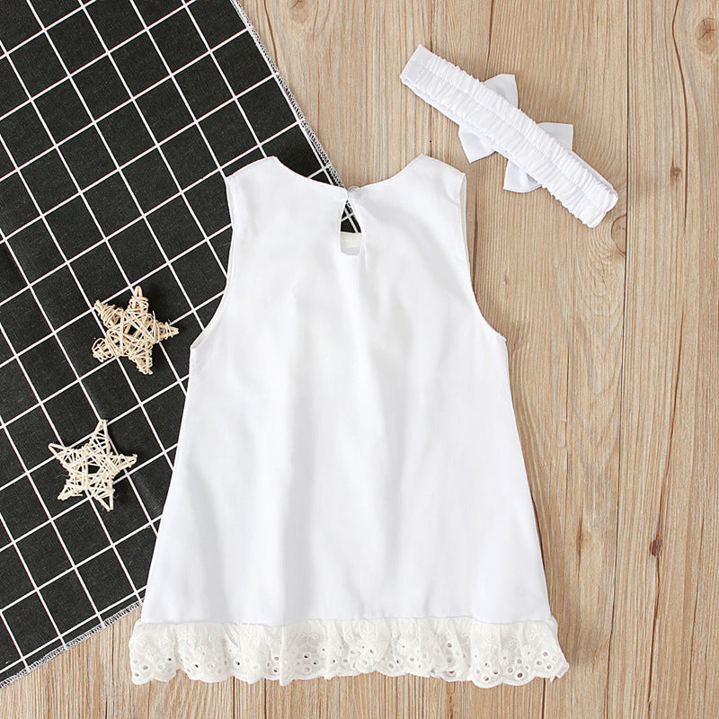 Summer Style Girls' Sleeveless Bow Dress Set