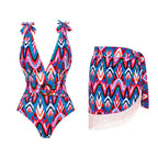 2024 Cross-Border Women's Floral Swimsuit with Skirt Set