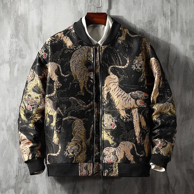 Spring Men's Plus Size Embroidered Jacket with Collar