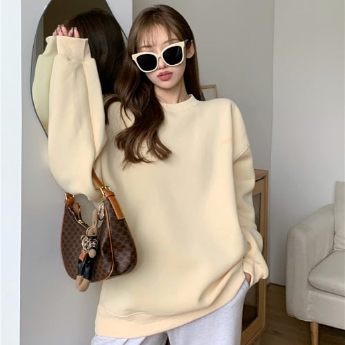 Weiyi Women's Blue Pullover Long Sleeve Chic Top | Streetwear