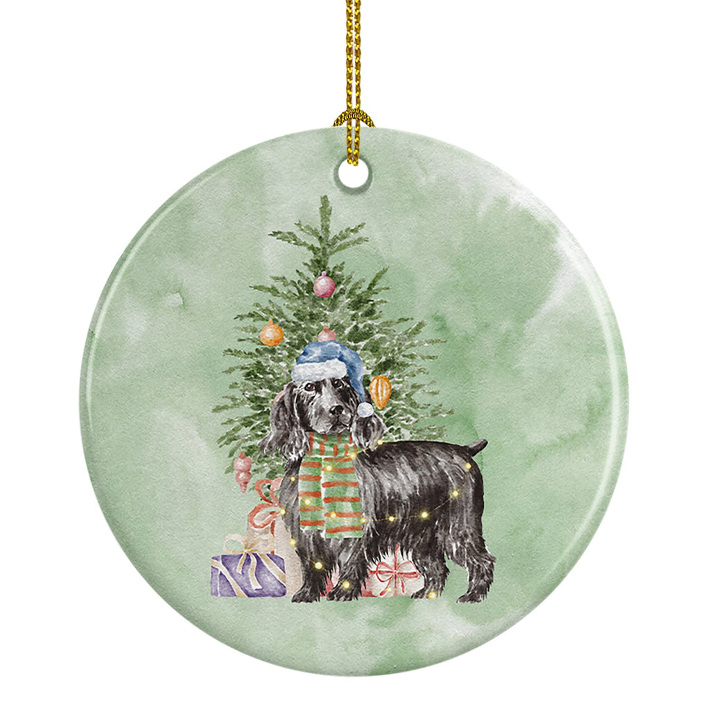 Cocker Spaniel English Black Christmas Presents and Tree Ceramic Ornament