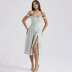 Floral Backless Midi Dress with Spaghetti Straps