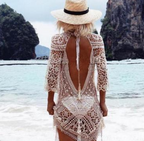 Beach Vacation Sunscreen Cover-Up Dress with Lace Detail